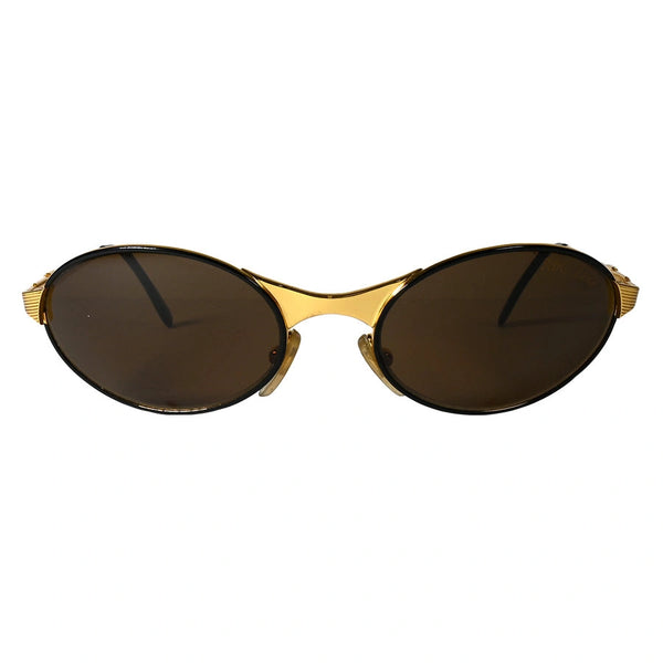 ABC SOLE4 - Black/Gold Oval Sunglasses